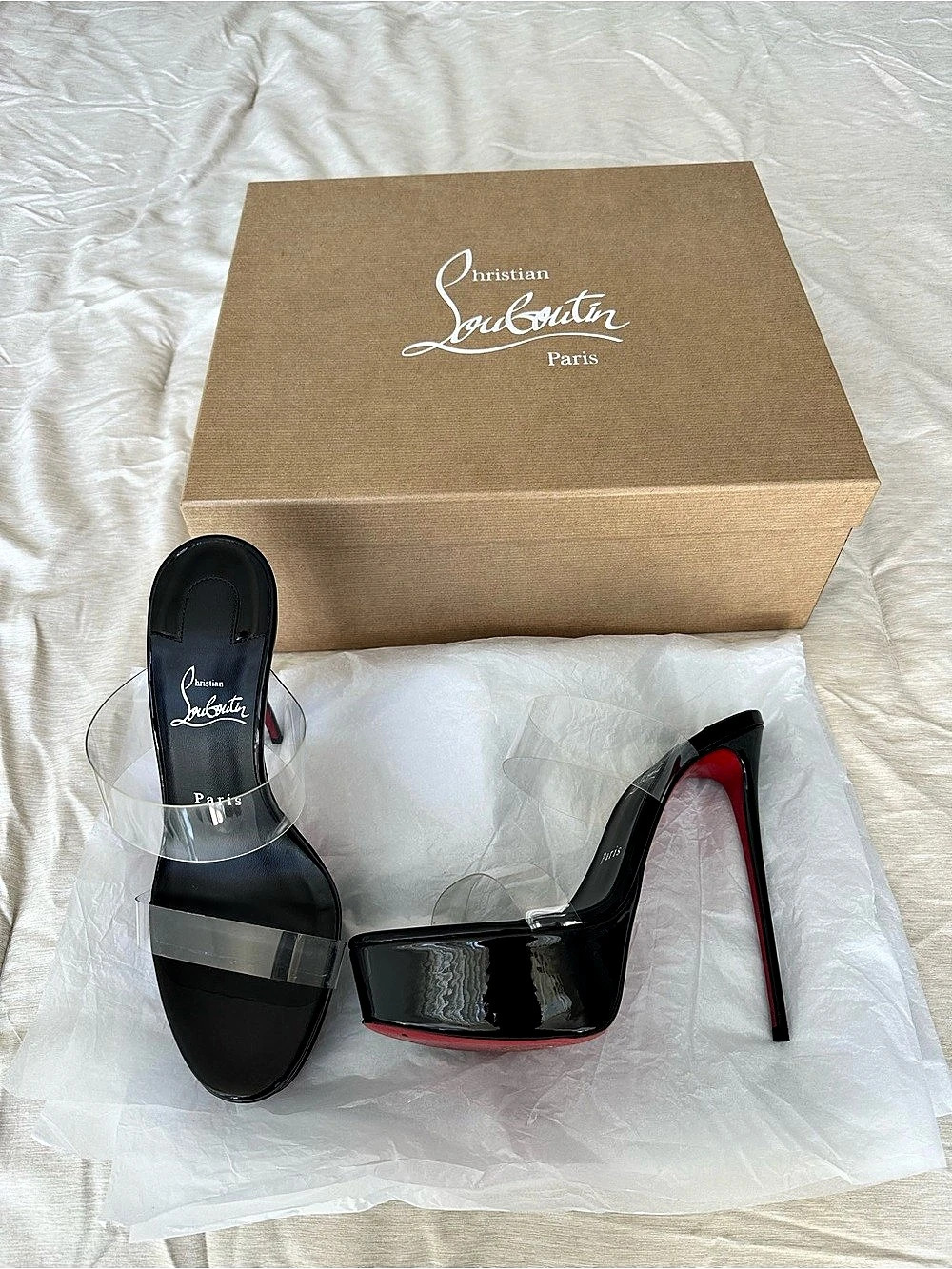 Christian Louboutin Black Just Nothing Alta 150 mm Mules Heels EU 39.5 with box